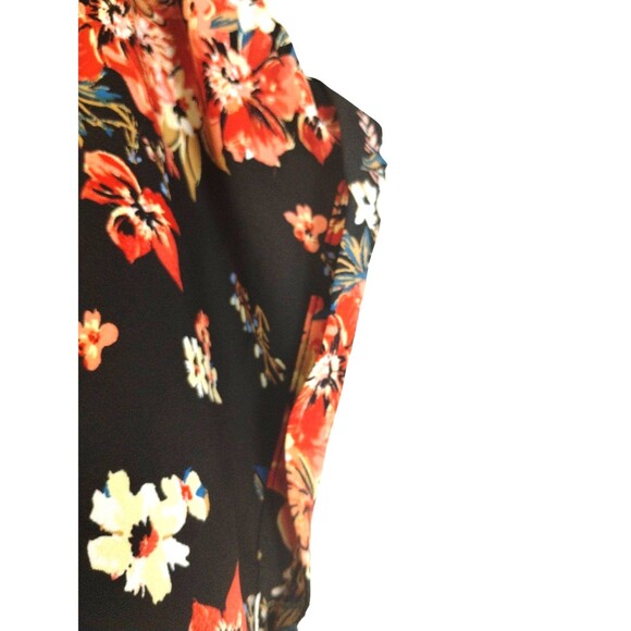 Top Size XXL Zip Back Dolman Sleeve Tunic Blouse Peach Blue Floral Autumn Winter - Picture 10 of 11